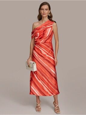 donna karan one shoulder bow dress Donna Karan Donna Karan One-shoulder Bow Gown in Black